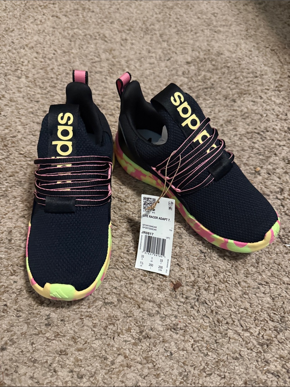 Adidas Lite Racer Adapt 7 kids Black Slip-On Sneakers